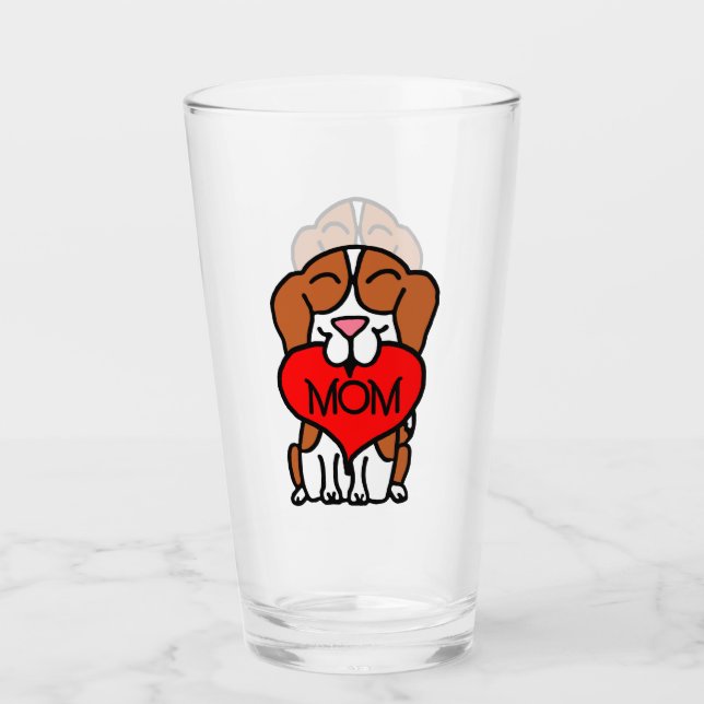 Verre Maman Beagle du coeur (Devant)
