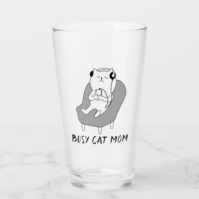 Verre Maman chat occupée   (Devant)