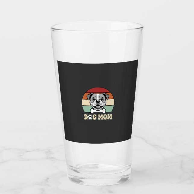 Verre Maman Chien Rétro Bulldog Vector (Devant)