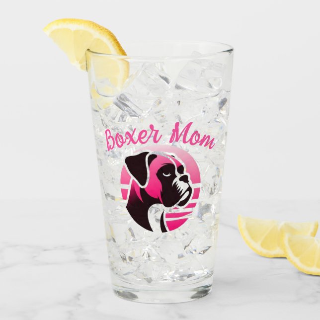 Verre Maman de Boxer en rose (Devant glace)