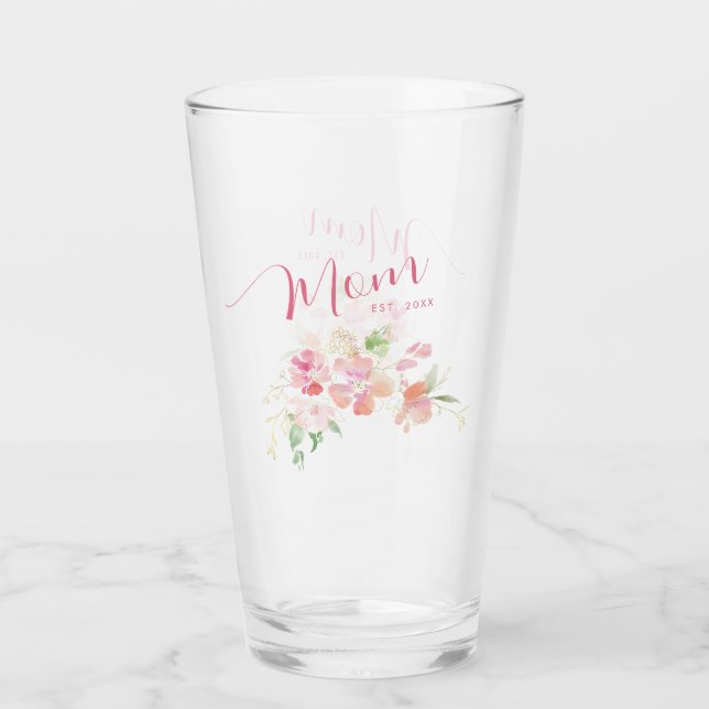 Verre Maman Etablie Rose Push Aquarelle Florale (Devant)