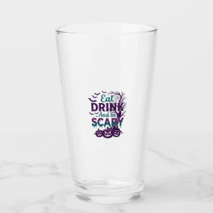 Verre Manger Boire Être Effrayant Halloween Arbre Squele