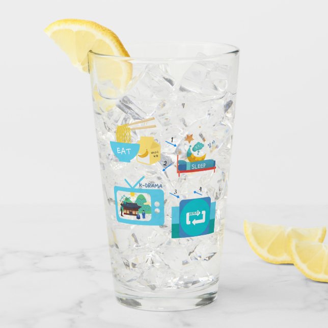 Verre Mangez Sleep K-Drama et Répétez (Personnalisez-le) (Devant glace)