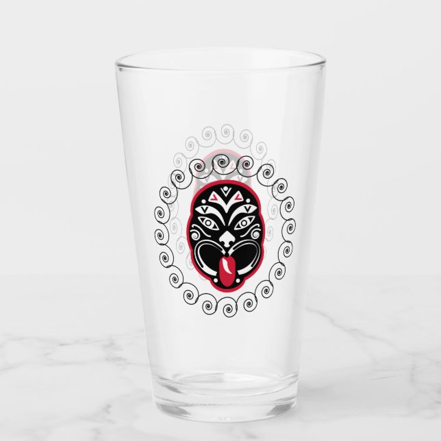 Verre Maori Haka | Nouvelle-Zélande | Art natif | Décor (Devant)