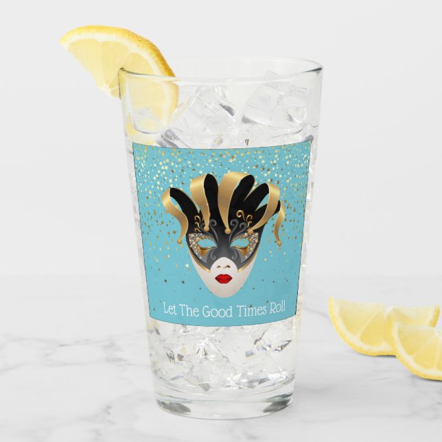 Verre Mardi Gras Glass-Let The Good Times Roll (Devant glace)