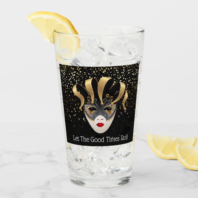Verre Mardi Gras Glass-Let The Good Times Roll (Devant glace)