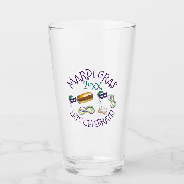 Verre Mardi Gras Party Nouvelle-Orléans Beignet Mask per (Devant)