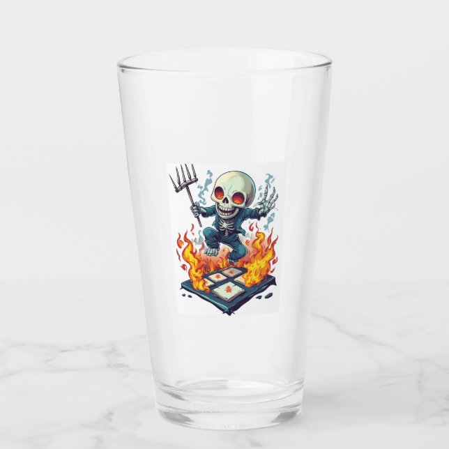 Verre Marelle d'enfer � Crâne de démon drôle (Devant)