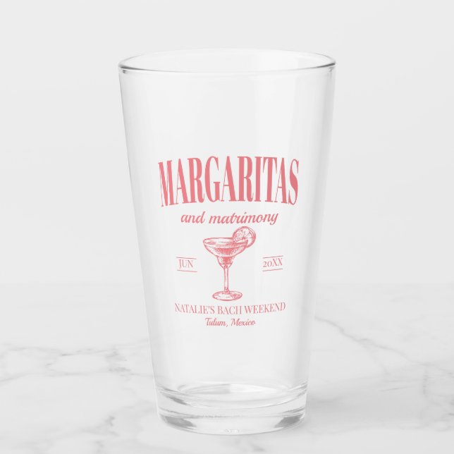 Verre Margaritas Et Mariage Bachelorette Personnalisée (Devant)