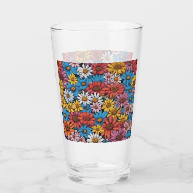 Verre Marguerites Abstraites colorées #26 (Devant)