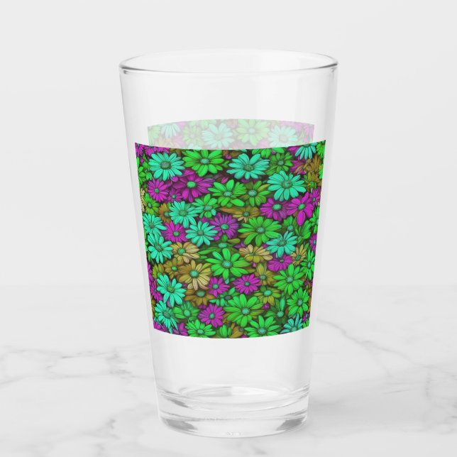 Verre Marguerites Abstraites colorées #27 (Devant)