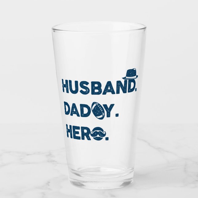 Verre Mari. Papa. Héros. Graphisme rétro (Devant)