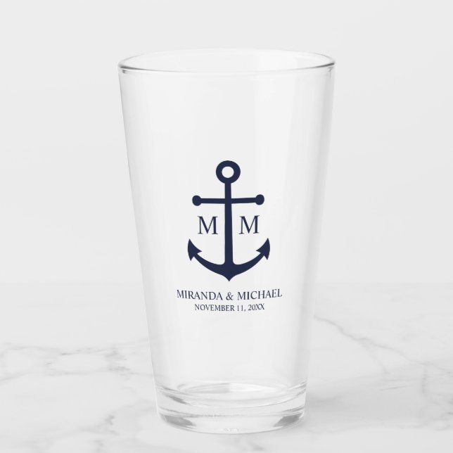 Verre Mariage Ancre bleu marine (Devant)