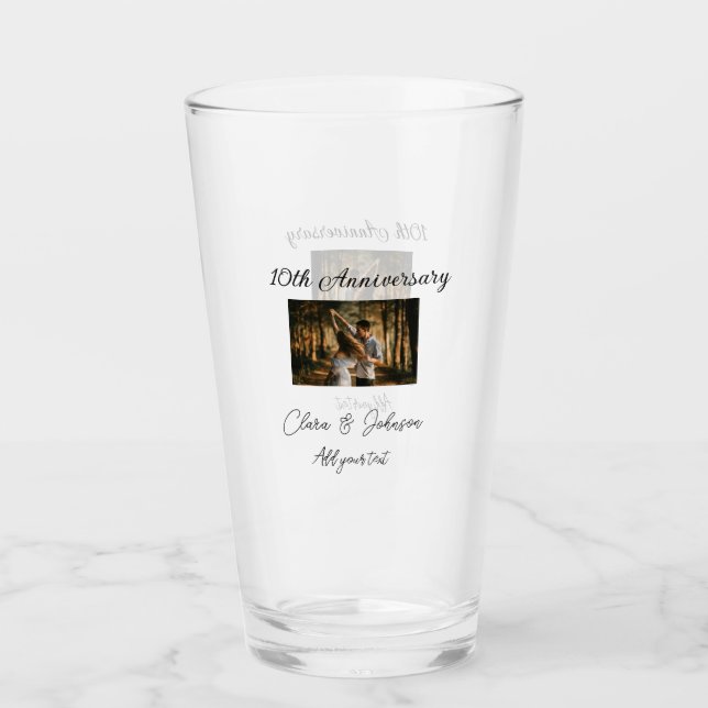 Verre Mariage Anniversaire ajouter nom année image texte (Devant)