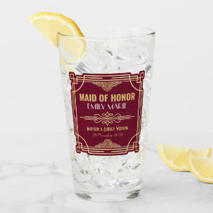 Verre Mariage Art déco Maid of Honor Gold Burgundy Favor