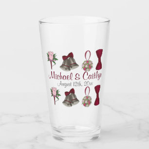 Verre Mariage Bells Bow Cravate Floral Bouquet Anniversa
