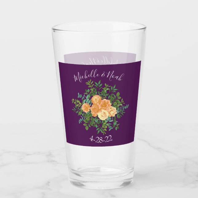 Verre Mariage de pêche violet Roses floraux (Devant)