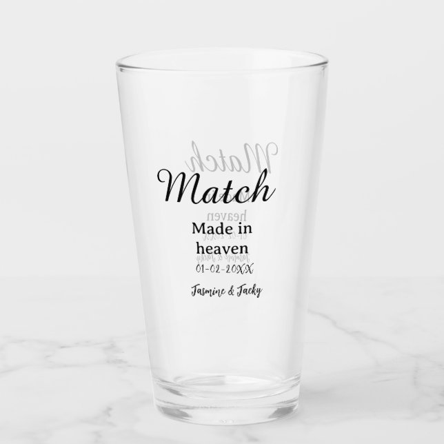 Verre Mariage fait au ciel nom date simple calligraphie (Devant)