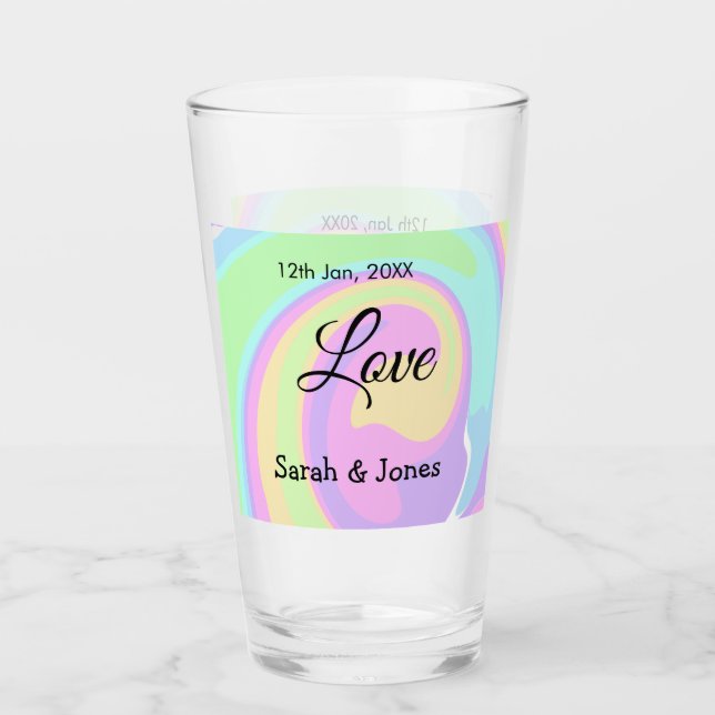 Verre Mariage fiançailles couple coloré bohpattern (Devant)