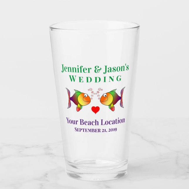 Verre Mariage Fish Beach Destination Tropicale Beer Pint (Devant)
