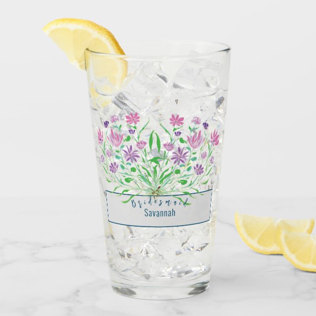 Verre Mariage fleur sauvage Bridesmaid (Devant glace)