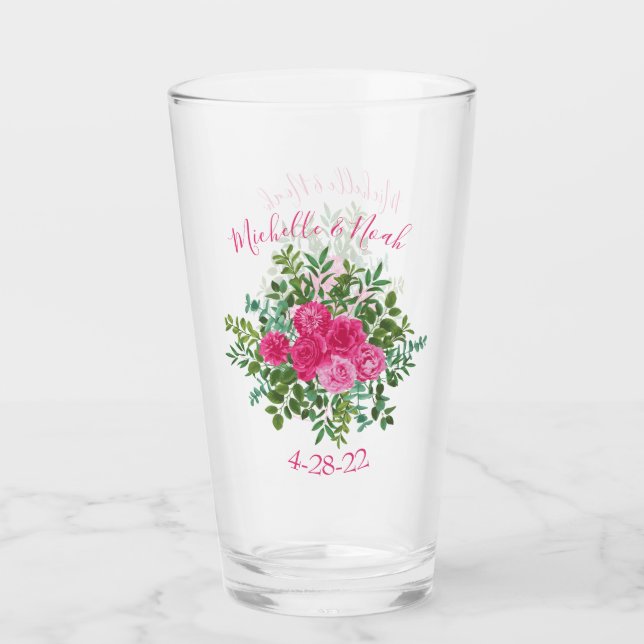 Verre Mariage floral rose vif (Devant)