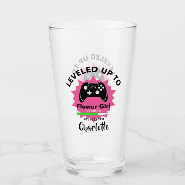 Verre Mariage Flower Girl Levelup Gamer Fun Glass (Devant)