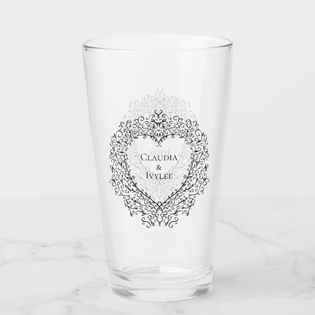 Verre Mariage gothique du coeur mauve et noir (Devant)