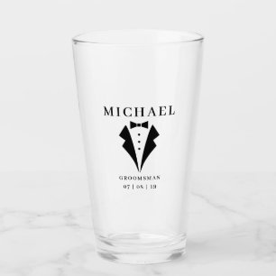 Verre Mariage GROOMSMAN Personnalisé Tuxedo Pint