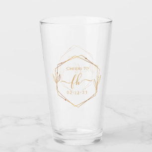 Verre Mariage Initiales Monogrammées Or Classique Élégan