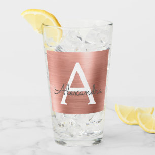 Verre Mariage métallique de monogramme d'aluminium d'or