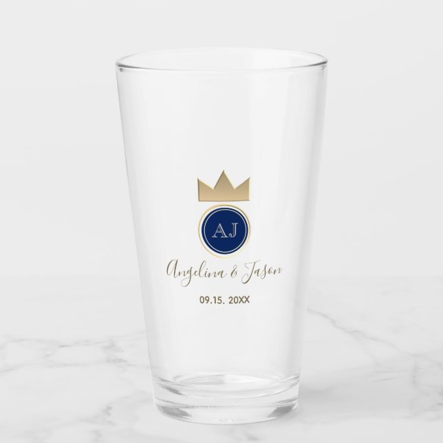 Verre Mariage Monogramme Bleu Royal (Devant)