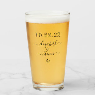 Verre MARIAGE NEWLYWLYWEN Date avec nom et anneau