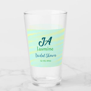 Verre Mariage pastel aquarelle bleu vert nom da
