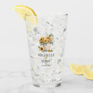Verre Mariage personnalisé de tournesol floral nouveau m
