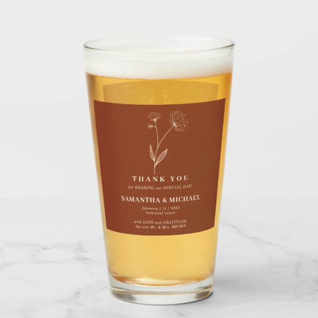Verre Mariage simple moderne en coton terracotta fleur (Devant (rempli))