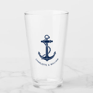 Verre Mariage sur la plage avec ancre de bateau personna