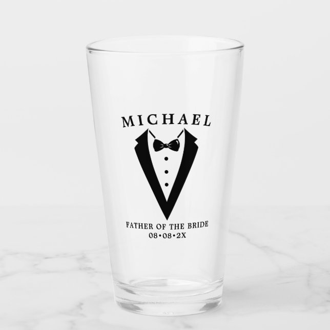 Verre Mariage Tuxedo Père Personnalisé De La Mariée (Devant)