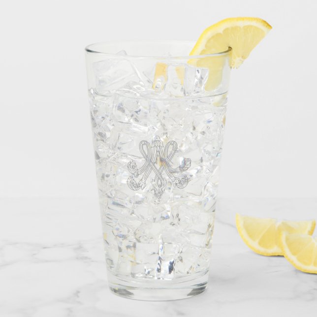 Verre Marie Antoinette - monogramme - monochagrin royal (Dos glace)