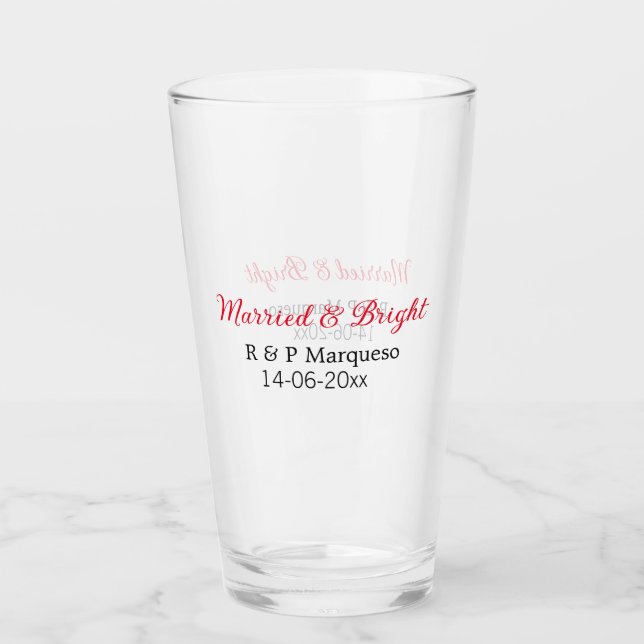 Verre Marié & lumineux ajouter nom de couple mariage ajo (Devant)
