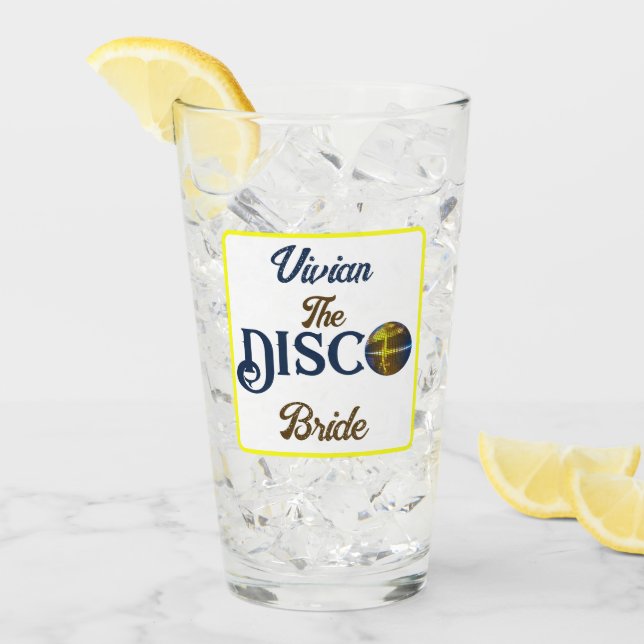 Verre Mariée Disco Rétro Personnalisée Enterrement de Vi (Devant glace)