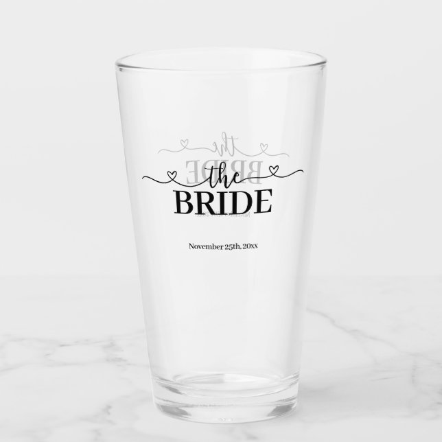 Verre Mariée écriture fantaisie avec cœurs Mariage (Devant)