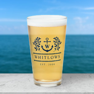 Verre Marine Blue Greenery Nautique Monogram Lake House