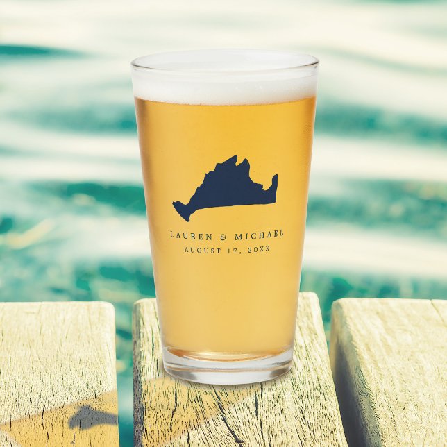 Verre Marine Blue Martha's Vineyard Wedding Favor (Créateur téléchargé)