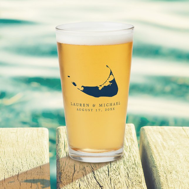 Verre Marine Blue Nantucket Island ACK Wedding Favor (Créateur téléchargé)