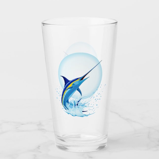 Verre Marlin Bleu Jaillissant de l'Océan (Devant)