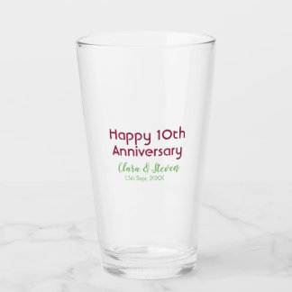 Verre MARON GREEN PASTEL happy 10th anniversary wedding