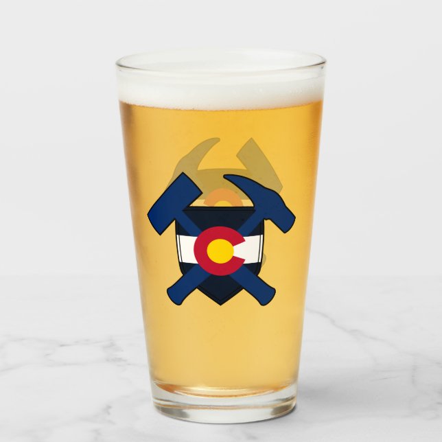 Verre Marteau de rock du géologue avec drapeau de l'État (Devant (rempli))