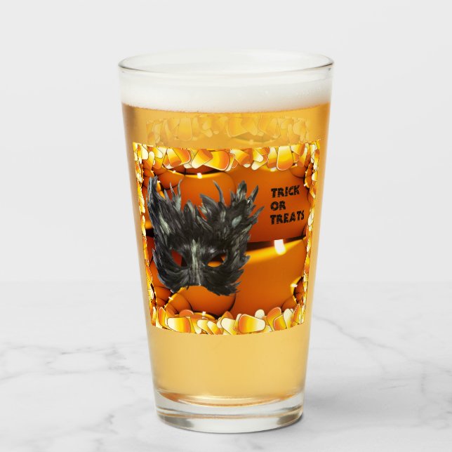 Verre Masque d'Halloween noir effrayant (Devant (rempli))