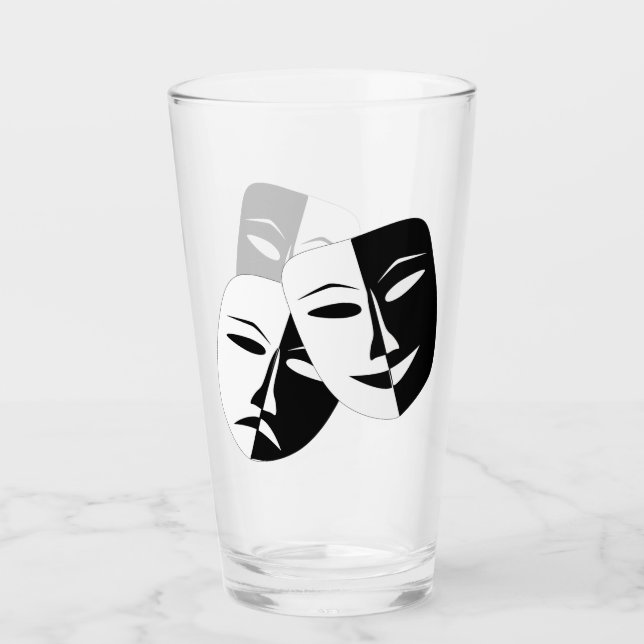 Verre Masques de drame noir et blanc (Devant)